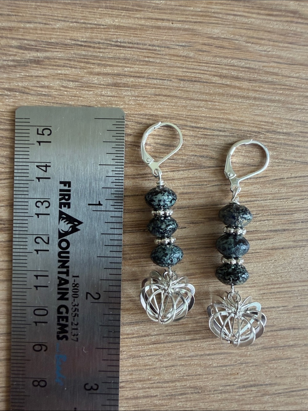 HAND CRAFTED BLACK CZECH GLASS SILVER CAGE DROP EARRINGS - Picture 8 of 9